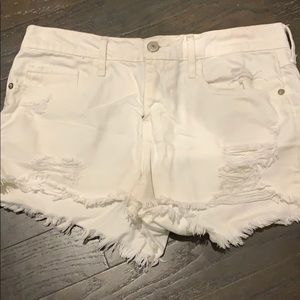 Soft white distressed shorts from Abercrombie